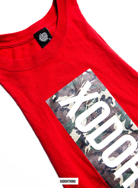 BT- Camo Print Cut Sleeve Tee Red [Small] R9